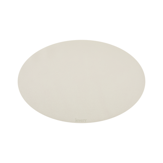 Ivory Pacific Oval table mat in Roskin vegan leather