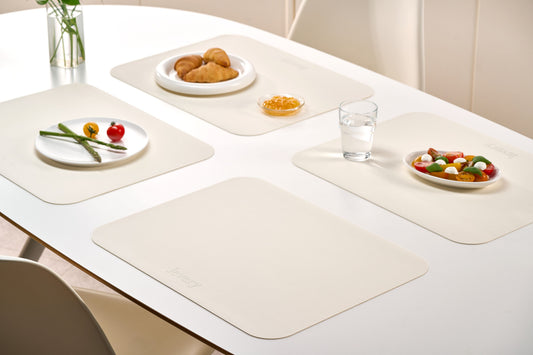 Ivory Pacific Block table mat styled in a dining setting