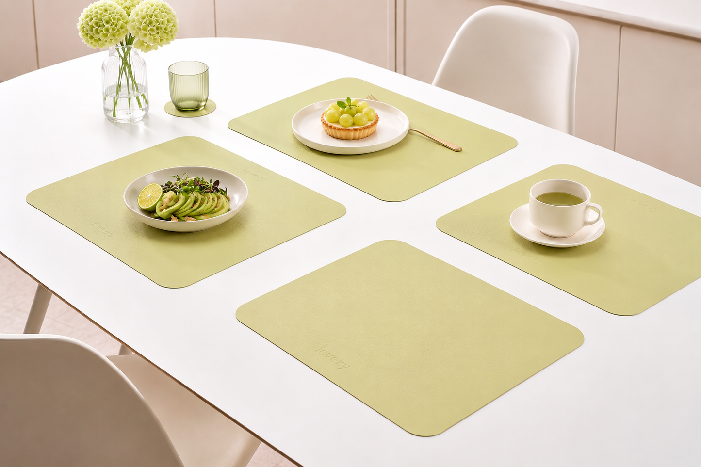 Avocado Pacific Block table mat close-up showing pebble grain