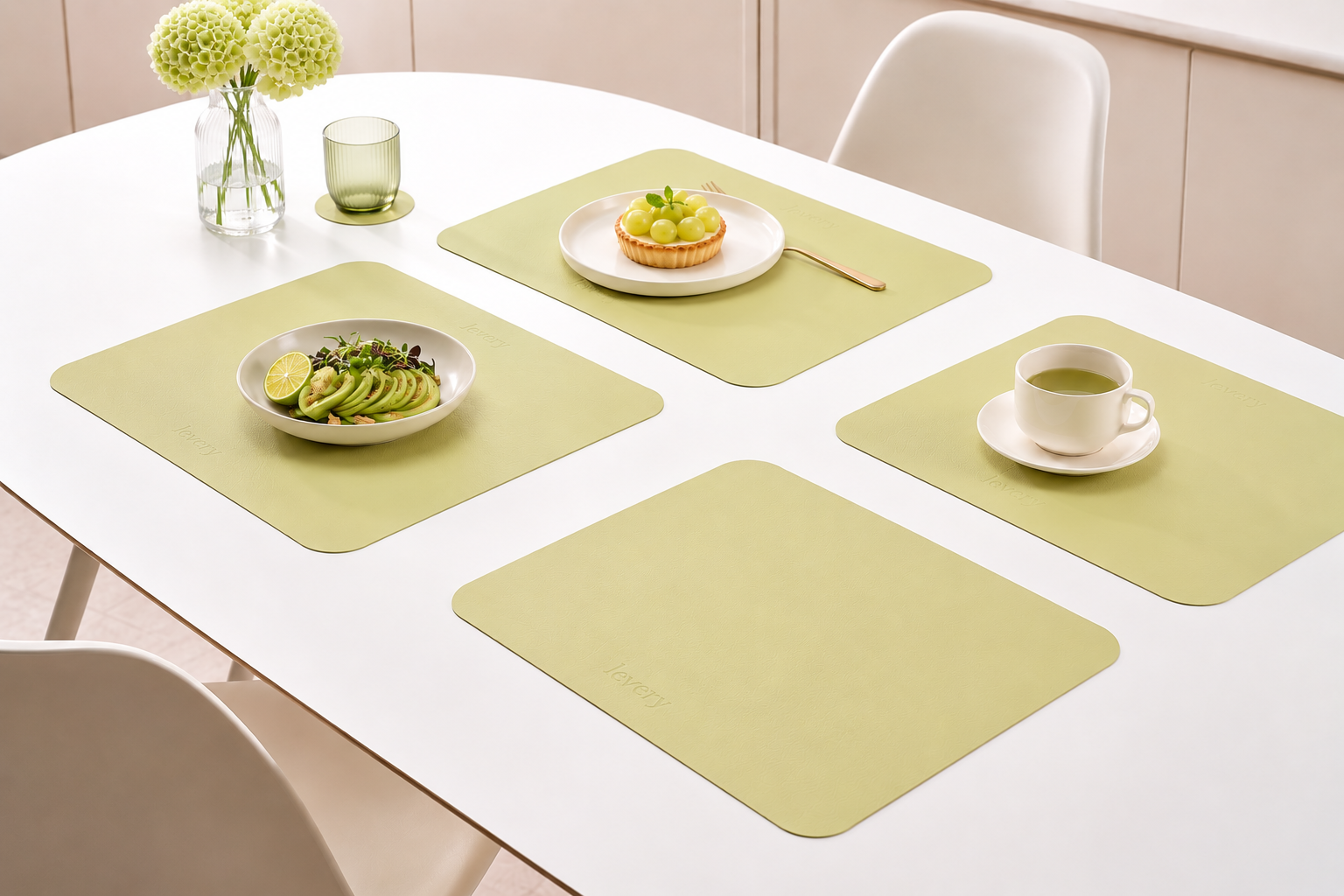 Avocado Pacific Block table mat close-up showing pebble grain