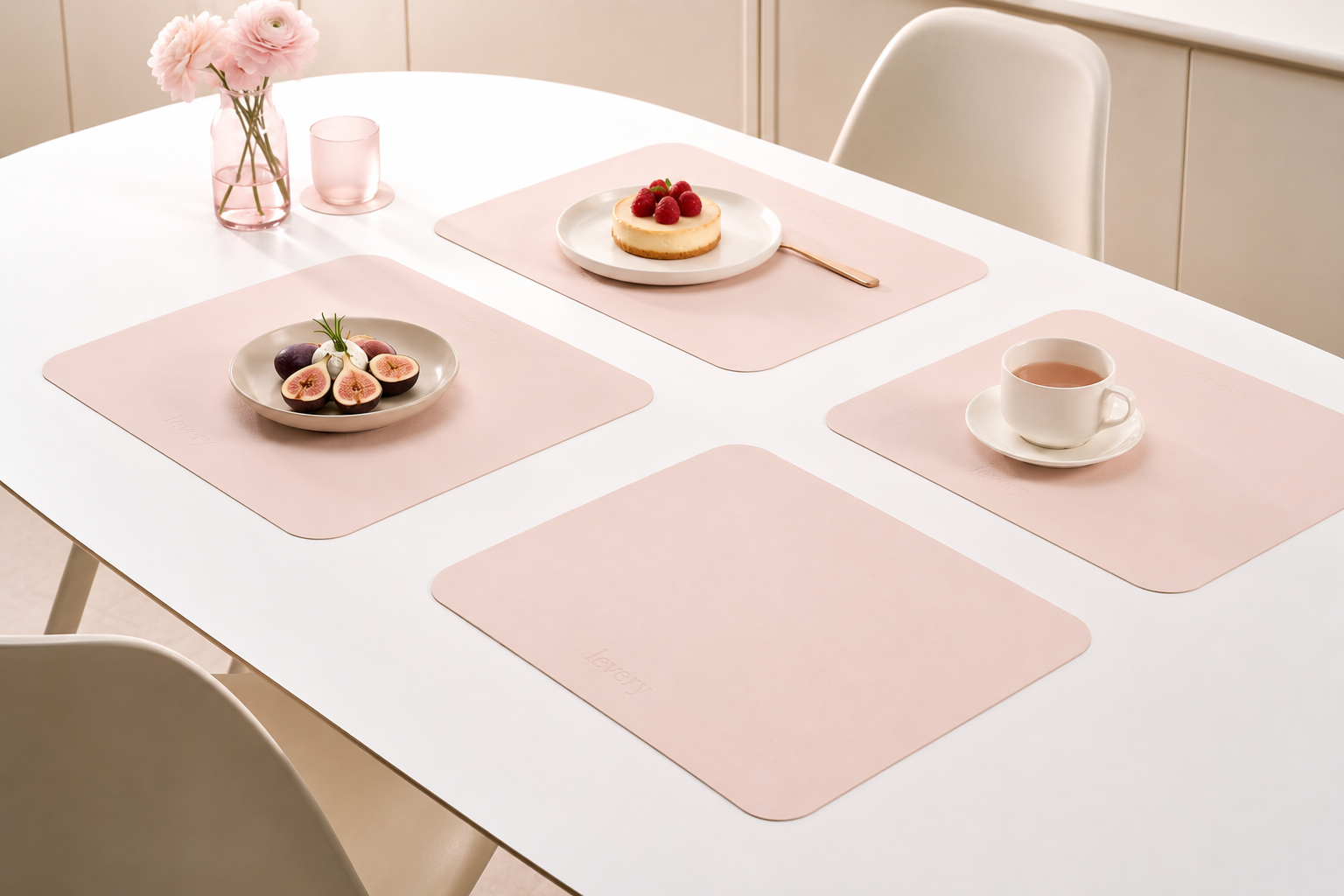 Strawberry Smoothie Pacific Block table mat close-up showing pebble grain